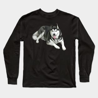 husky dog vector art Long Sleeve T-Shirt